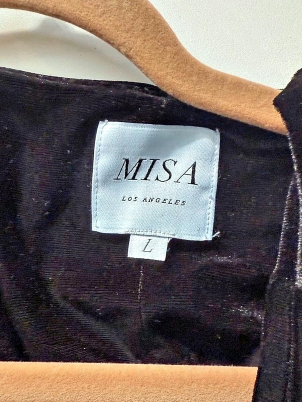 MISA Los Angeles Black Velvet-Look Mini Dress Size Large - Picture 7 of 10